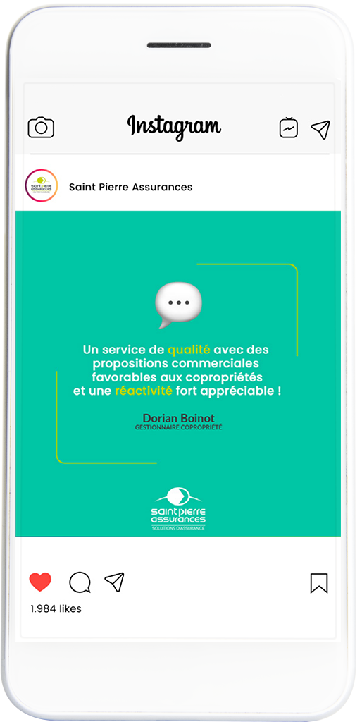 publication instagram service qualité Saint-Pierre Assurances